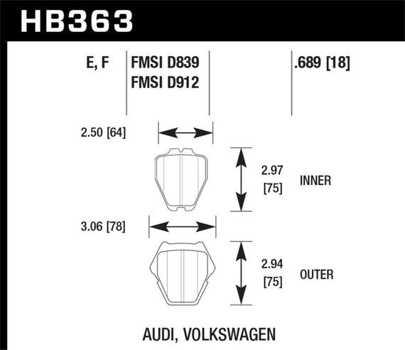 Hawk HPS Disc Brake Pads - HB363F.689A HB363F.689A