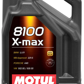 104533 Motul 8100 X-MAX 0W40 100% Synthetic Performance Engine Oil (5 Liter) 104533