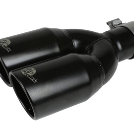 aFe MACH Force-Xp 409 Stainless Steel Clamp-on Exhaust Tip 2.5in Inlet 3.5in Outlet - Black 49T25374-B12