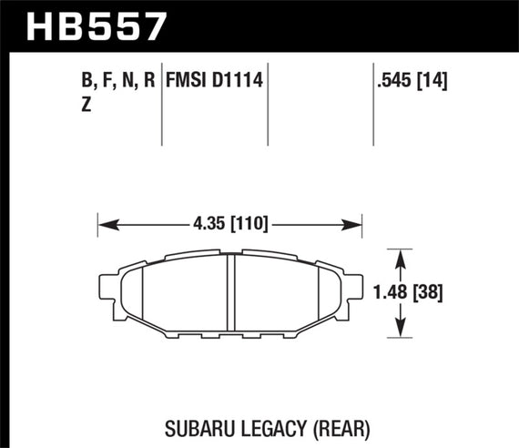 Hawk HP+ Rear Brake Pads for 08-14 Subaru WRX - 13+ BRZ / FR-S - HB557N.545 HB557N.545