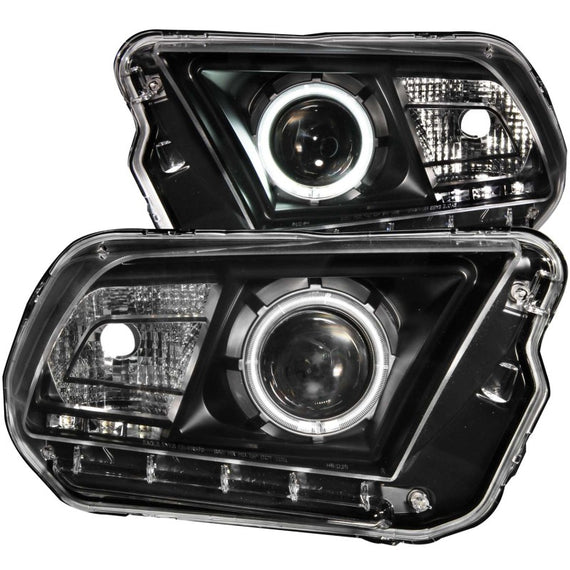 Anzo 121323 Black Clear Lens Projector Headlights w/ Halo for 10-13 Ford Mustang 121323