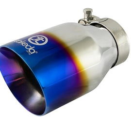 aFe Takeda 304 Stainless Steel Clamp-On Exhaust Tip 2.5in Inlet / 4in Outlet - Blue Flame 49T25404-L07