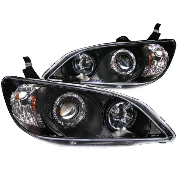 ANZO Projector Headlights w/ Halo Black for 2004-2005 Honda Civic 121059
