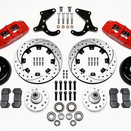 Wilwood Dynapro 6 Front Hub Kit 12.19in Drilled Red 55-57 Chevy 140-10737-DR