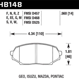 Hawk 90-93 Mazda Miata (NA) HT-10 Race Front Brake Pads HB148S.560