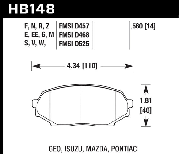 Hawk 90-93 Mazda Miata (NA) HT-10 Race Front Brake Pads HB148S.560