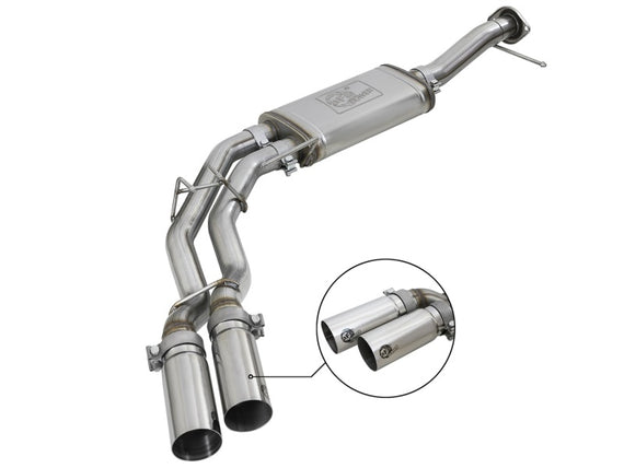 aFe Rebel Series 3in. to 2.5in. 409 SS C/B Exhaust 11-14 Ford F-150 V6-3.5L (tt) - Polished Tip 49-43078-P