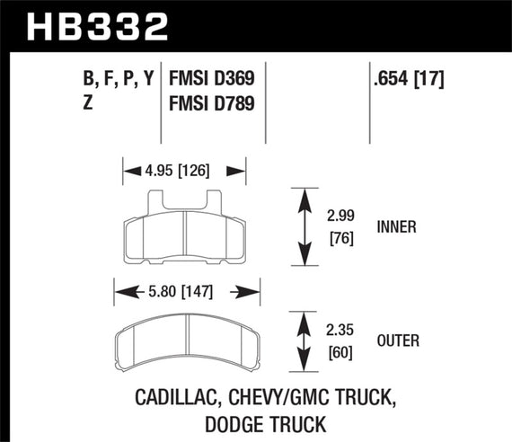 Hawk SuperDuty Front Brake Pads for 95-00 GMC Yukon - HB332P.654 HB332P.654