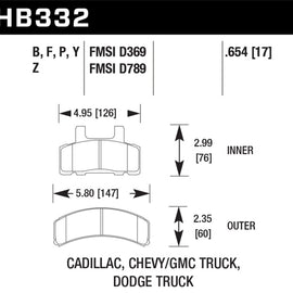 Hawk Perf HB332F.654 Performance HPS Front Brake Pads HB332F.654