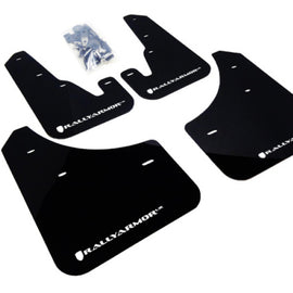 Rally Armor Mud Flaps Guards for 04-09 Mazda3 Mazdaspeed 3 (Black w/White Logo) MF9-UR-BLK/WH