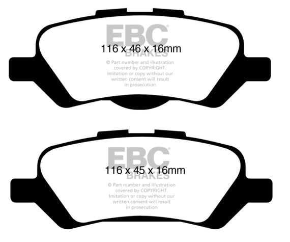 EBC 08+ Toyota Venza 2.7 Yellowstuff Rear Brake Pads DP41852R