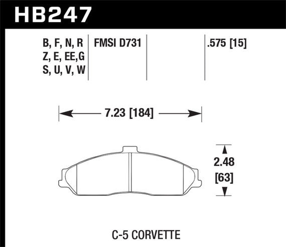 Hawk HP+ Front Brake Pads for 97+ Corvette Base - HB247N.575 HB247N.575