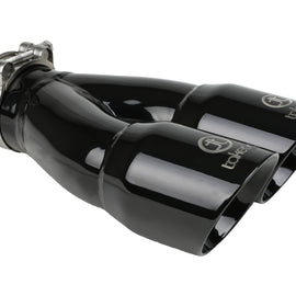 aFe Takeda 2.5in 304 Stainless Steel Clamp-on Exhaust Tip 2.5in Inlet 3in Dual Outlet - Black 49T25364-B10