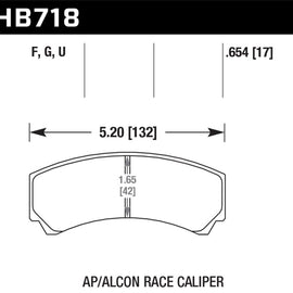 Hawk AP Racing/Alcon DTC-70 Race Brake Pads HB718U.654