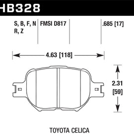 Hawk 01-05 Celica GT/GT-S/05-08 tC Performance Ceramic Street Front Brake Pads HB328Z.685