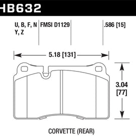 Hawk Disc Brake Pad Rear for 04-15 VW Touareg / Ferrari 612 / Aston Martin DB9 HB632B.586