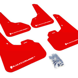 Rally Armor Mud Flaps Guards for 10-13 Mazda3 Mazdaspeed 3 (Red w/White Logo) MF17-UR-RD/WH