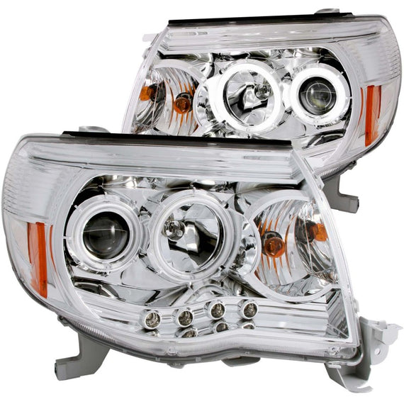 Anzo 121281 Chrome Clear Lens Projector Headlights with Halo for 05-11 Tacoma 121281