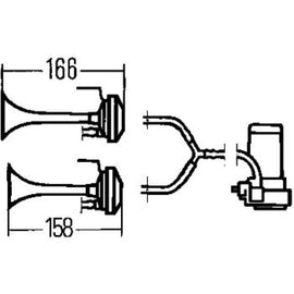 Hella Twin Trumpet Horn Kit 12V 240W 795-800Hz 118dB 003001651