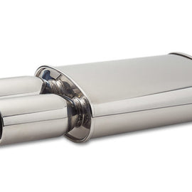 Vibrant StreetPower Oval Muffler w/ Dual 3.5in Round Tips Straight Cut Beveled Edge 2.5in inlet I.D. 1040