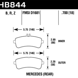 Hawk 13-16 Mercedes SL Class / 14-17 Mercedes S Class HPS 5.0 Rear Brake Pads HB844B.700