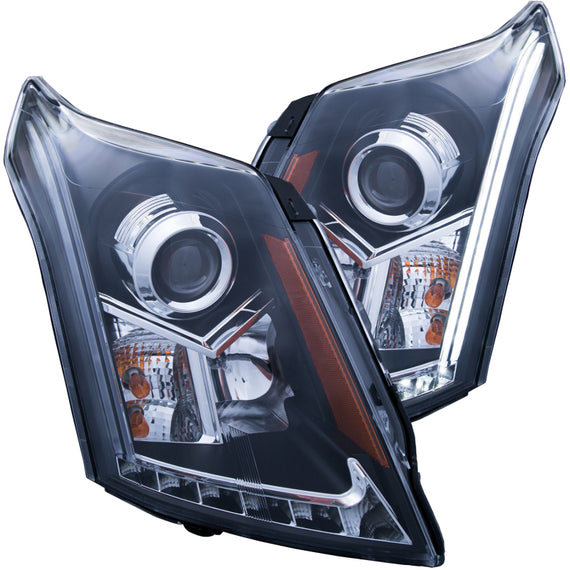 ANZO 2010-2015 Cadillac SRX Projector Headlights w/ Plank Style Design Black 111308