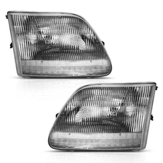 ANZO 1997-2003 Ford F150 Crystal Headlight Chrome Amber (OE Replacement) 111461