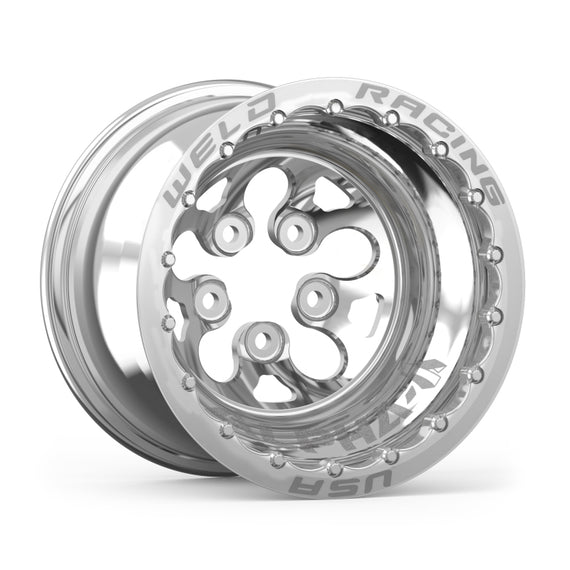 Weld Alpha-1 15x13 / 5x4.5 BP / 3in. BS Polished Wheel - Polished Double Beadlock MT 83P-513206MPS