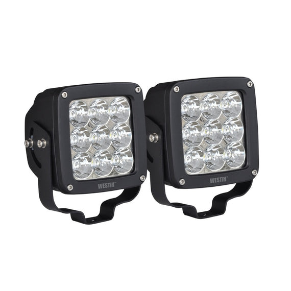 Westin Axis LED Auxiliary Light 4.5 inch x 4.5 inch Square Spot w/3W Osram (Set of 2) - Black 09-12219A-PR