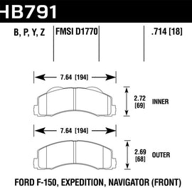 Hawk HPS 5.0 Front Brake Pads for 14-16 Ford F-150 - HB791B.714 HB791B.714