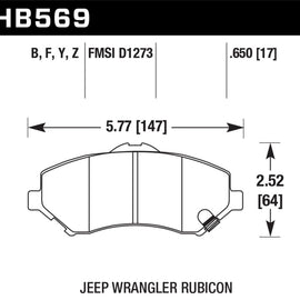 Hawk LTS Front Brake Pads for 07-12 Jeep Wrangler - HB569Y.650 HB569Y.650