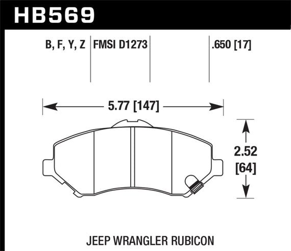 Hawk LTS Front Brake Pads for 07-12 Jeep Wrangler - HB569Y.650 HB569Y.650