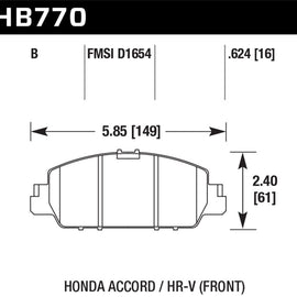 Hawk Performance HB770B.624 HPS 5.0 Disc Brake Pad Fits 13-19 Accord HR-V HB770B.624