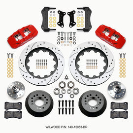 Wilwood AERO6 Front Hub Kit 15.00 Drilled Red 67-69 Camaro 64-72 Nova Chevelle 140-15053-DR
