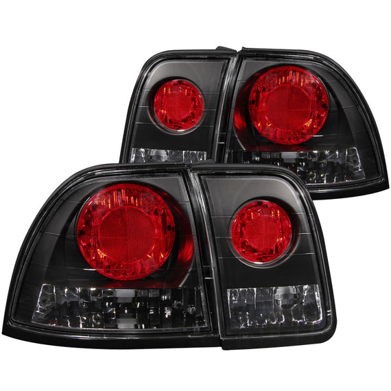 Anzo 221039 Black Housing Halogen Bulb Clear Lens Tail Lights for 96-97 Accord 221039