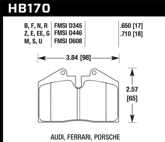 Hawk 89-94 Porsche 911 / 86-94 944 / 93 & 95 968 Front & Rear Black Race Brake Pads HB170M.650