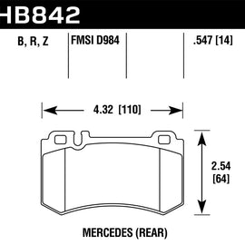 Hawk 05-10 Mercedes SLK Class HPS 5.0 Rear Brake Pads HB842B.547