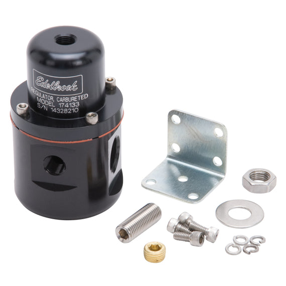 Edelbrock Fuel Pressure Regulator Carbureted 160 GPH 5-10 PSI 3/8In In/Out 3/8In Return Black 174133