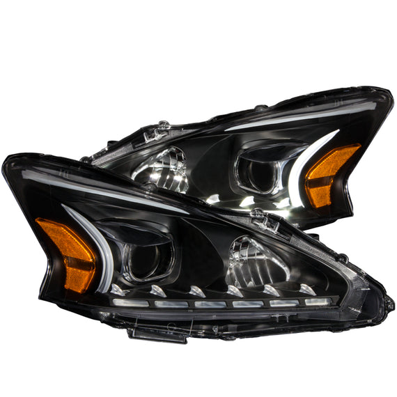Anzo 121500 Black Plank Style Design Projector Headlights for 13-14 Altima 4DR 121500