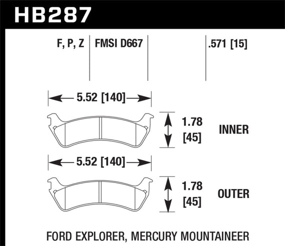 Hawk HPS Disc Brake Pads - HB287F.571 HB287F.571