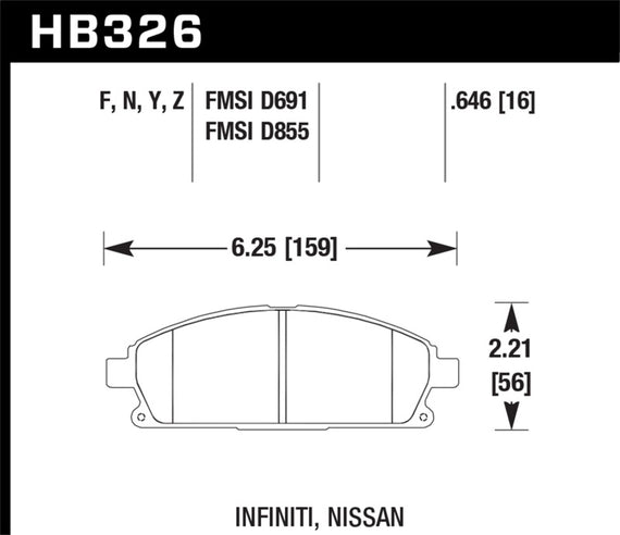 Disc Brake Pad Set-Base Front Hawk Perf HB326F.646 HB326F.646