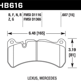 Hawk HPS 5.0 Street Front Brake Pads for 13-14 Ford Mustang GT500 HB616B.607