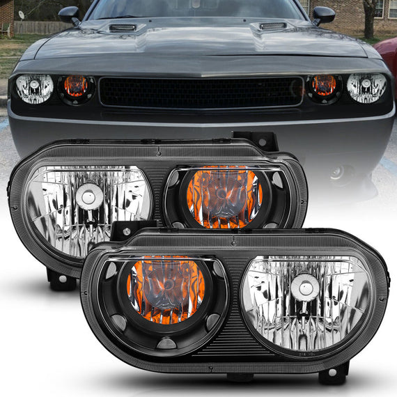 ANZO CRYSTAL HEADLIGHT BLACK FOR 08-14 DODGE CHALLENGER 121526