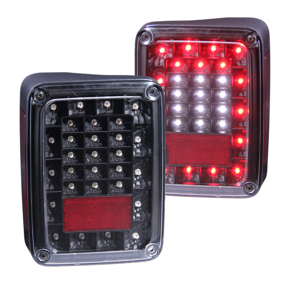Anzo 311212 Pair of 2 Black Clear Lens LED Tail Lights for 07-17 Jeep Wrangler 311212