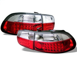 Spyder Honda Civic 92-95 2/4DR LED Tail Lights - Red Clear 5004642