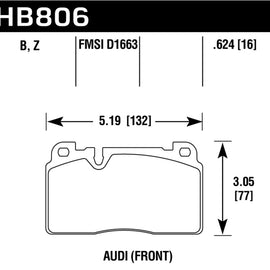 Hawk Performance HB806Z.624 Performance Ceramic Disc Brake Pad Fits 13-17 A6 Q5 HB806Z.624