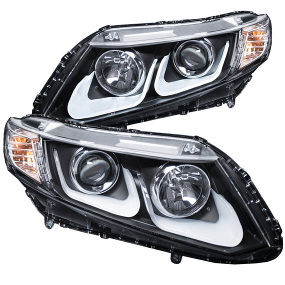 Anzo Projector Headlights U-Bar Black Gear for 2012-2015 Honda Civic 121479 121479
