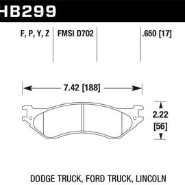 Hawk Performance HB299Y650 Light Truck & SUV (LTS) Front Disc Brake Pads HB299Y.650