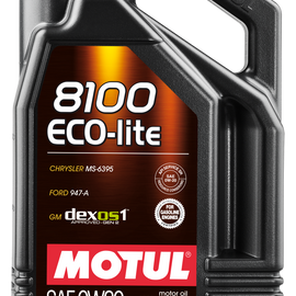 Motul 5L Synthetic Engine Oil 8100 0W20 ECO-LITE 108536