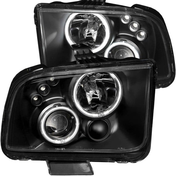 Anzo 121166 Black Clear Projector Headlight with Halo fit for 05-09 Ford Mustang 121166